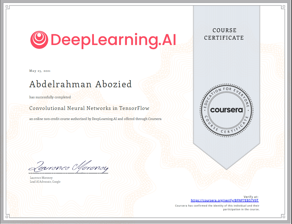 Convolutional Neural Networks in TensorFlow, DeepLearning.AI