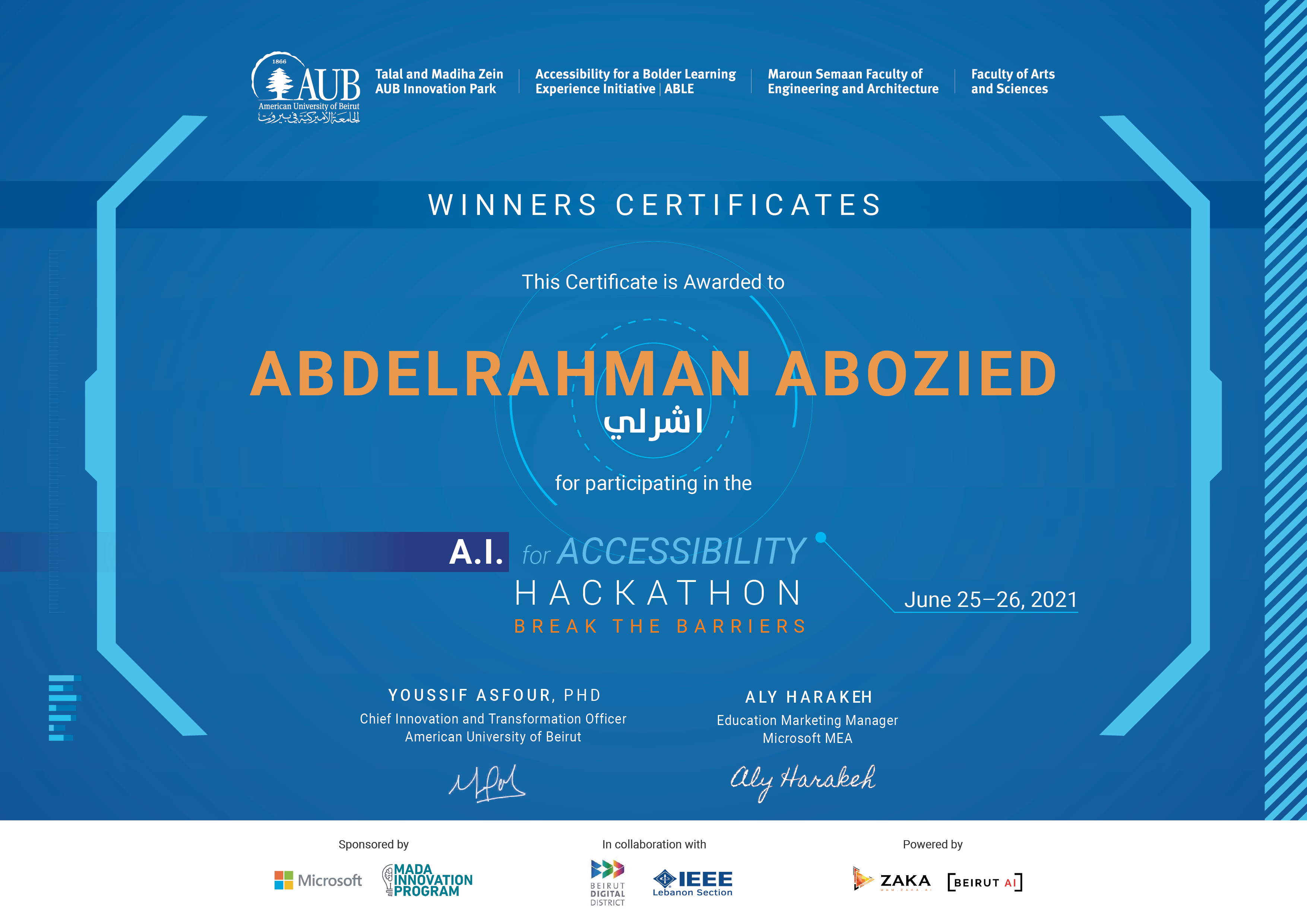 AI for Accessibility Hackathon, AUB Innovation Park